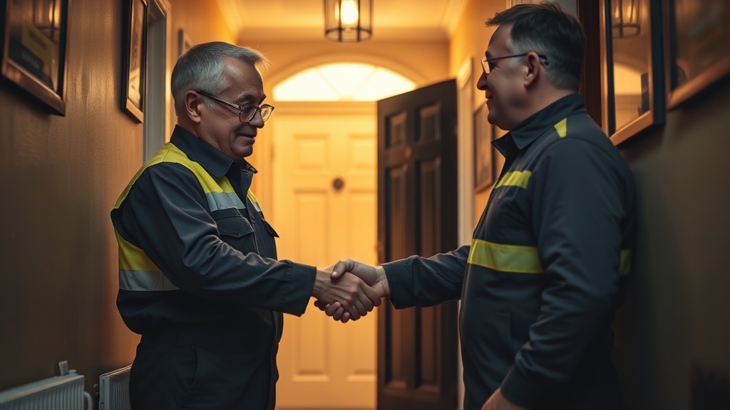 Engineer shaking hands with a Brixton homeowner after locating their leak